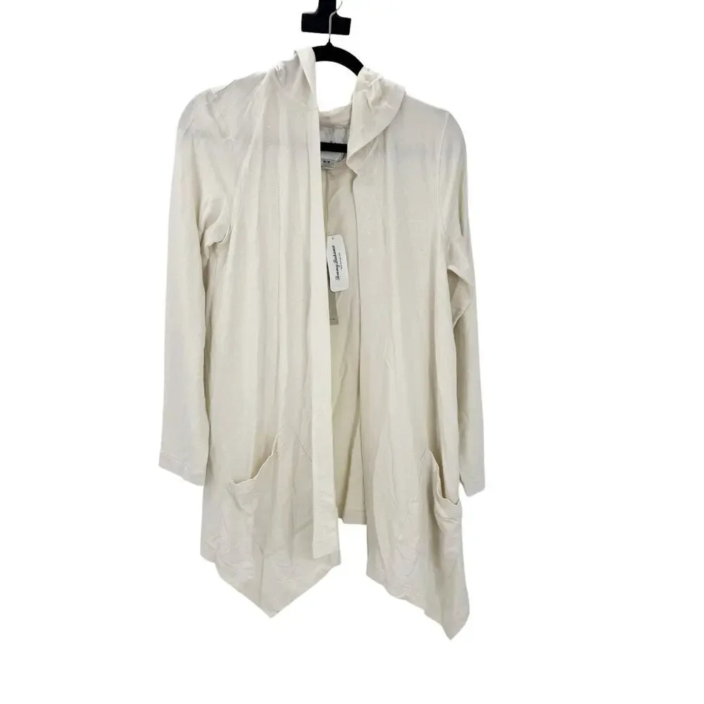 Tommy Bahama Silky Sands Foil Open Shimmer Cardigan Sweater Coconut Size M NWT